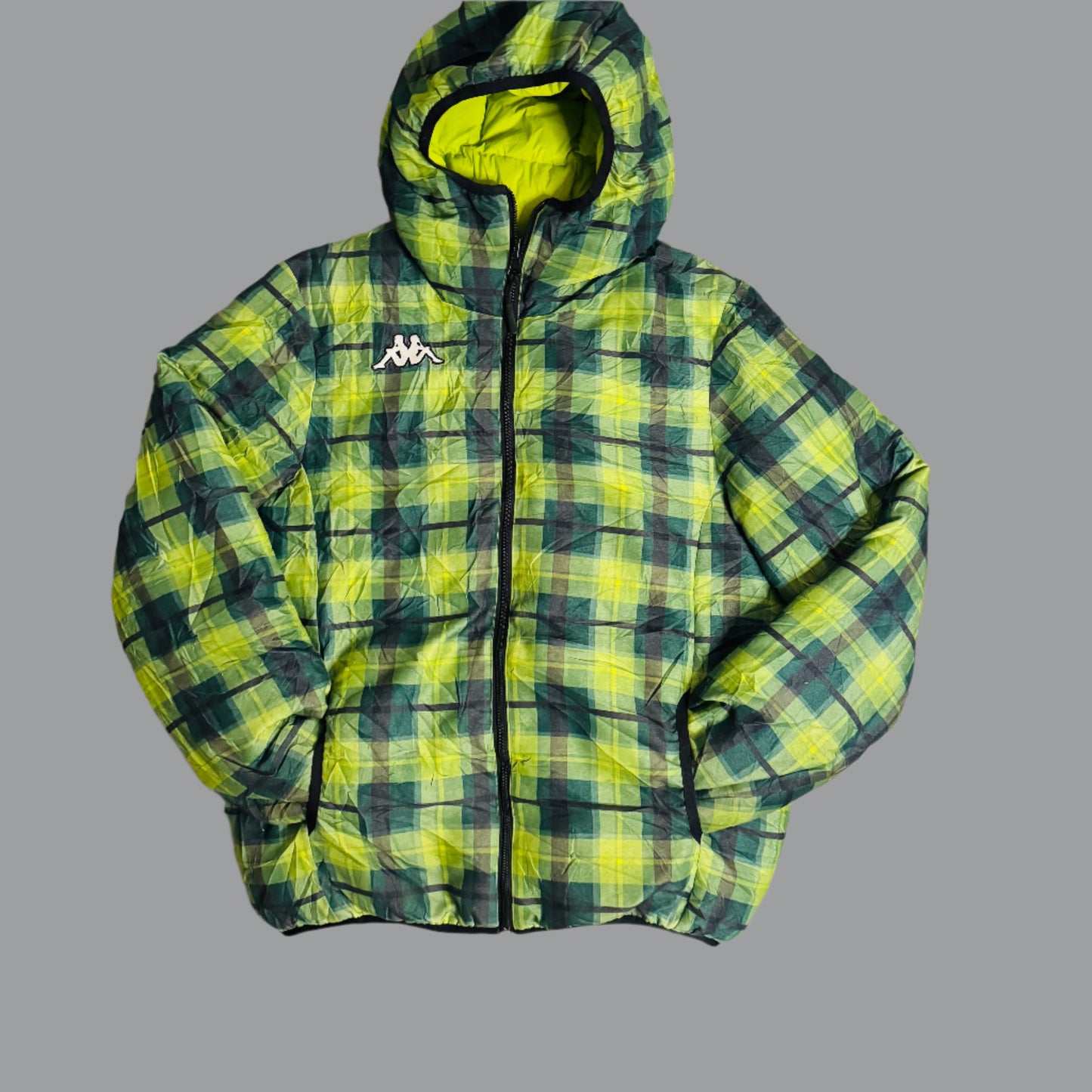 Kappa Neon Plaid Puffer Jacket