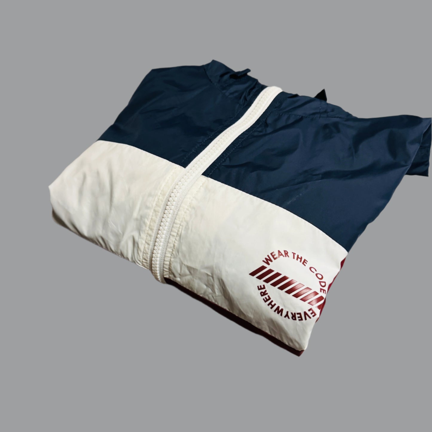 Vintage Navy Hooded Windbreaker