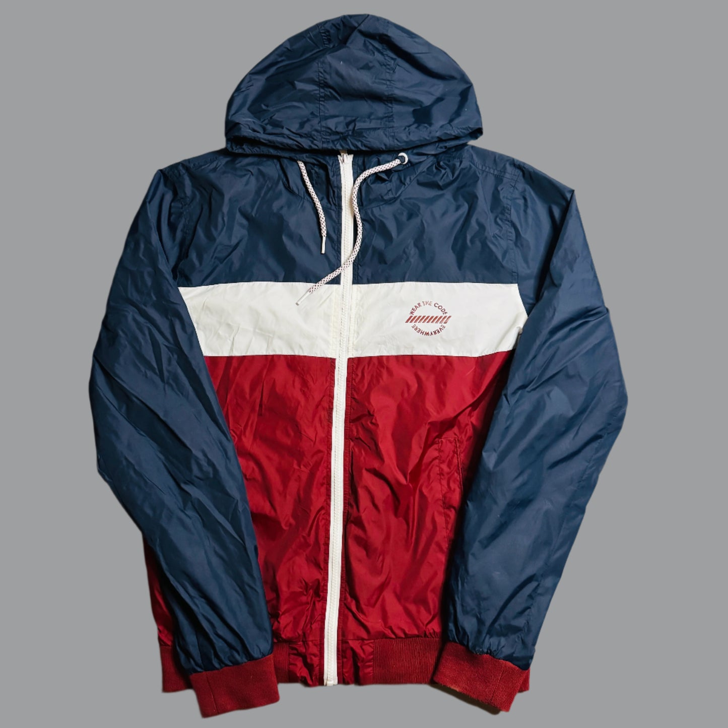 Vintage Navy Hooded Windbreaker