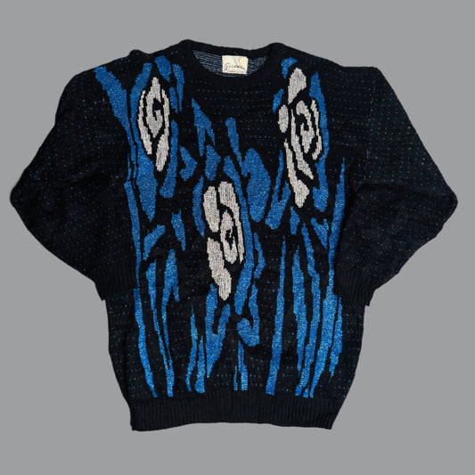 Vintage 80s Rose Pattern Sweater